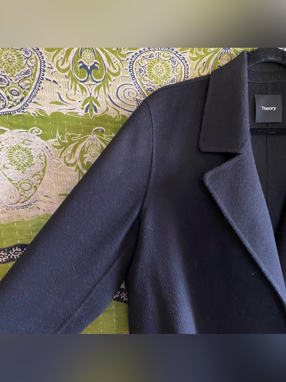 Theory Black Clairene in Double-Face Wool/ Cashmere Coat Large Quiet Luxury - Picture 8 of 16